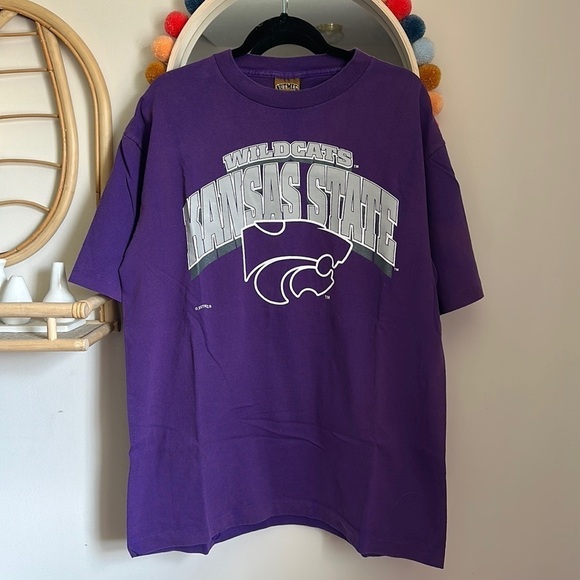 Vintage Nutmeg Mills Kansas State Wildcats Single Stitch Graphic Tee Shirt - Picture 1 of 6